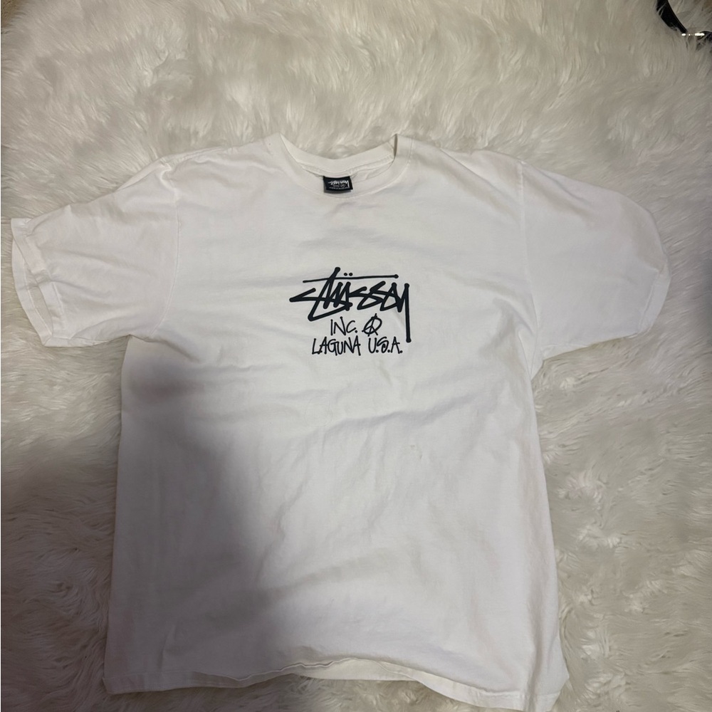 Stussy White Laguna Beach Tee